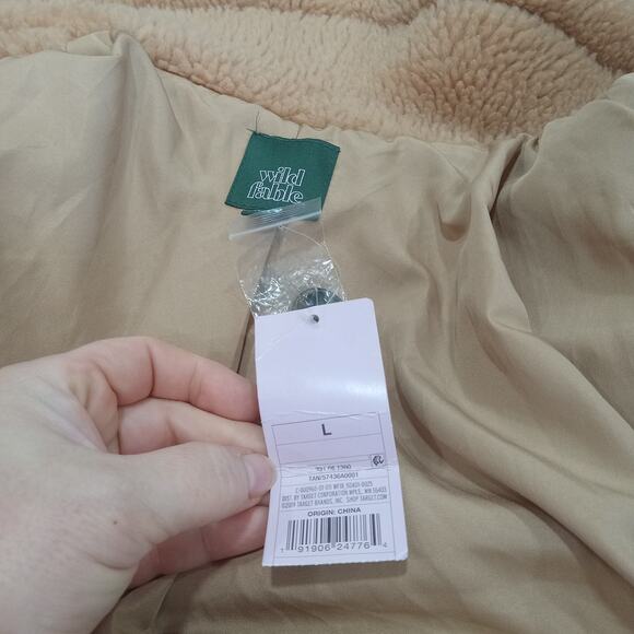 Wild Fable Tan Teddy Coat Size L New NWT buttons Pockets Cozy Warm Mob Sherpa - Picture 6 of 16